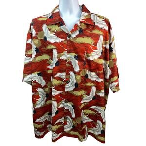 IF infinite 4xl shirt Italian Silk button down shirt Crane all over print